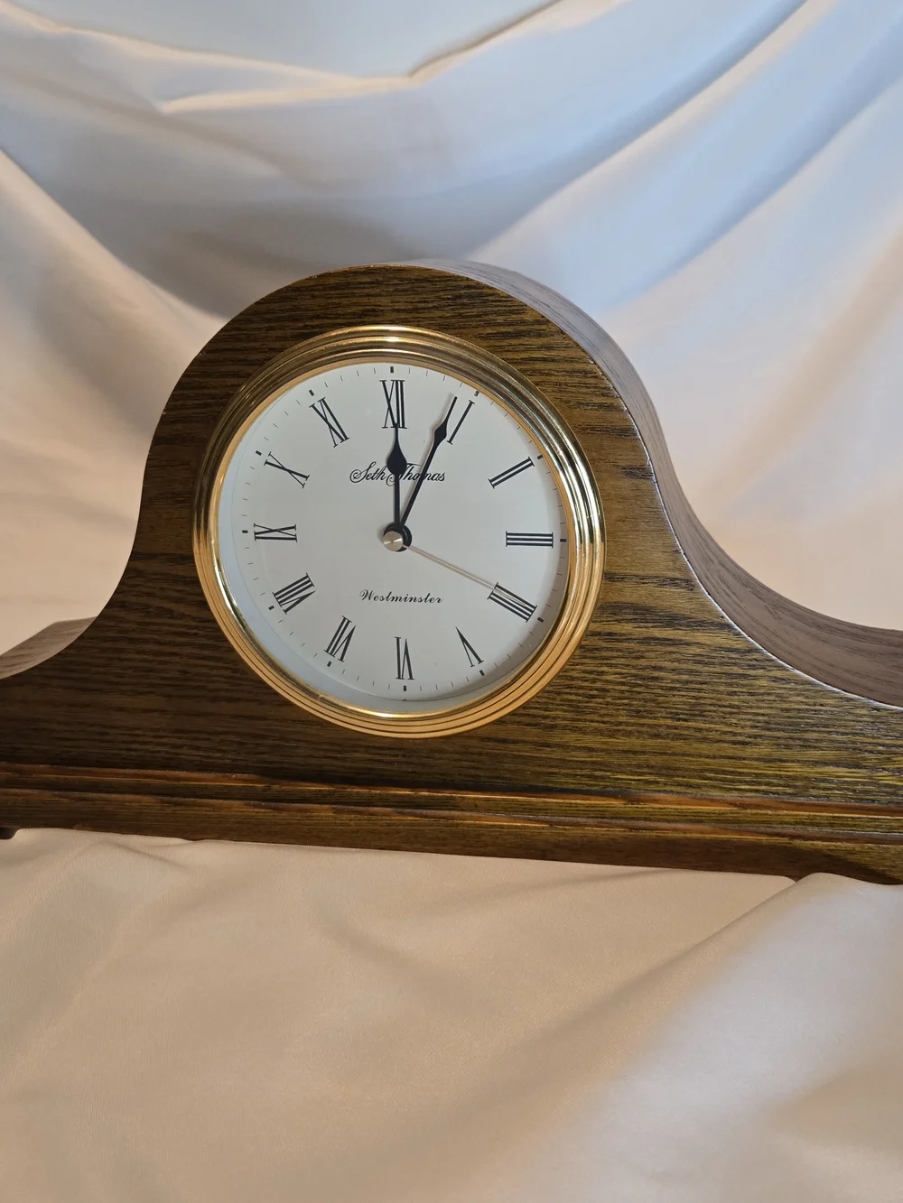 Seth Thomas Westminster Wooden Case Mantel Clock Roman Numerals * Keeps Time